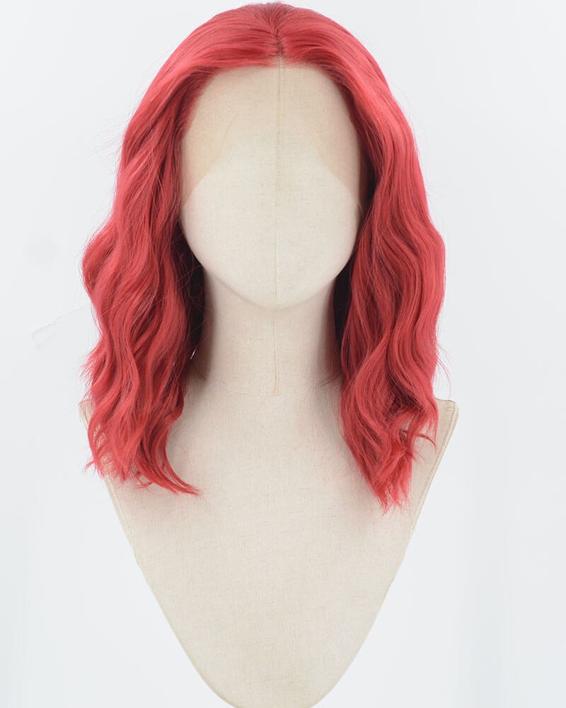 Red Curly Synthetic Lace Front Wig WW912 — view 1