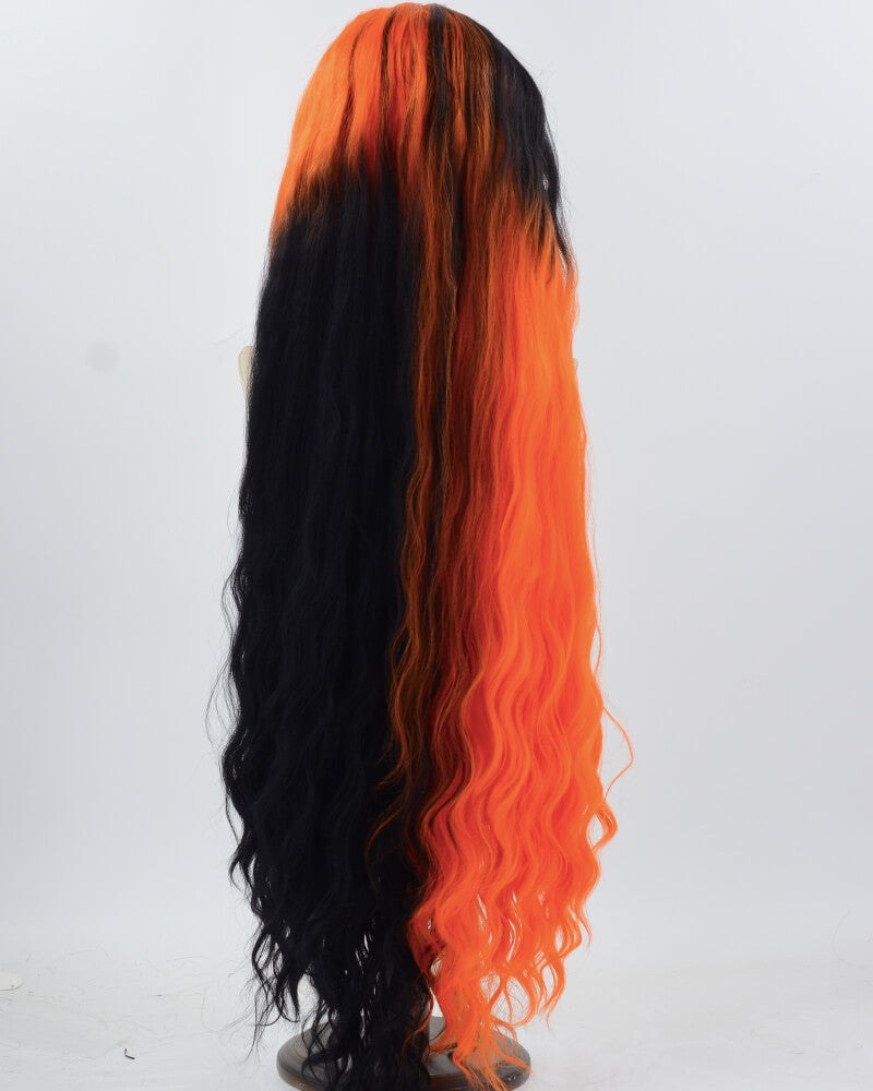35Inch Long Black Orange Synthetic Lace Front Wig WW929 — view 3