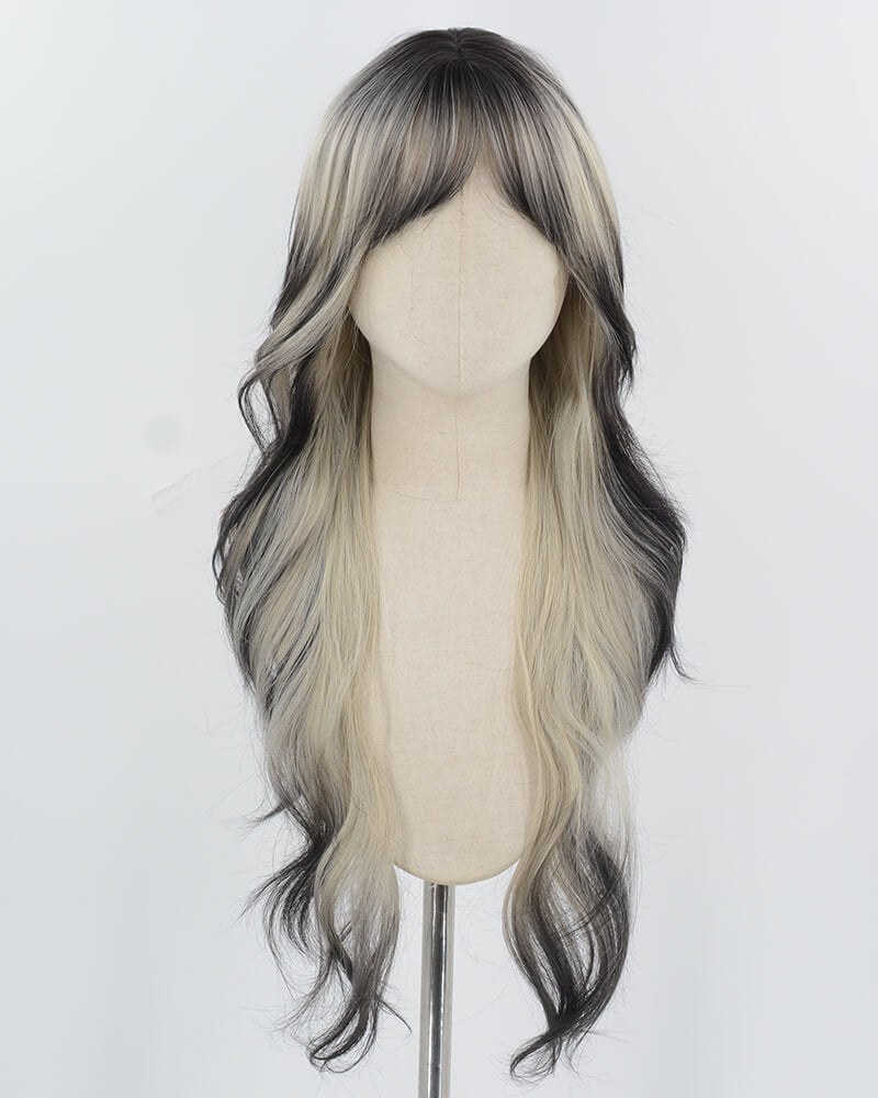 White Grey Ombre Black Synthetic Wig HW730 — view 1