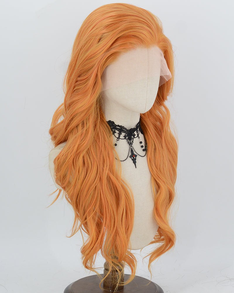Ginger Orange Long Wavy Synthetic Lace Front Wig WW1086 — view 2