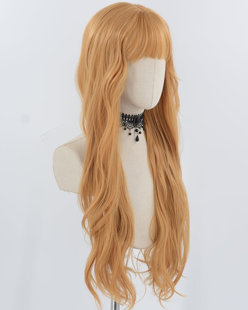 Brown Yellow Long Wavy Synthetic Wig HW695 — view 2