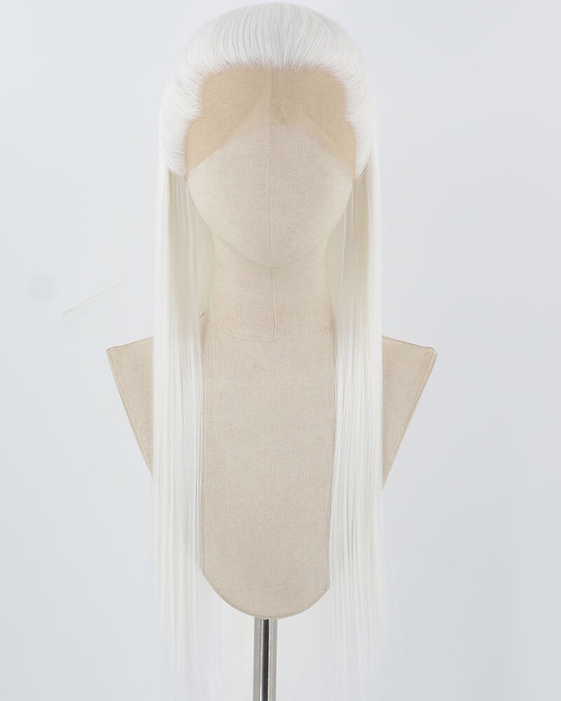 White Straight Synthetic Lace Front Men's Wig MW055 — view 1