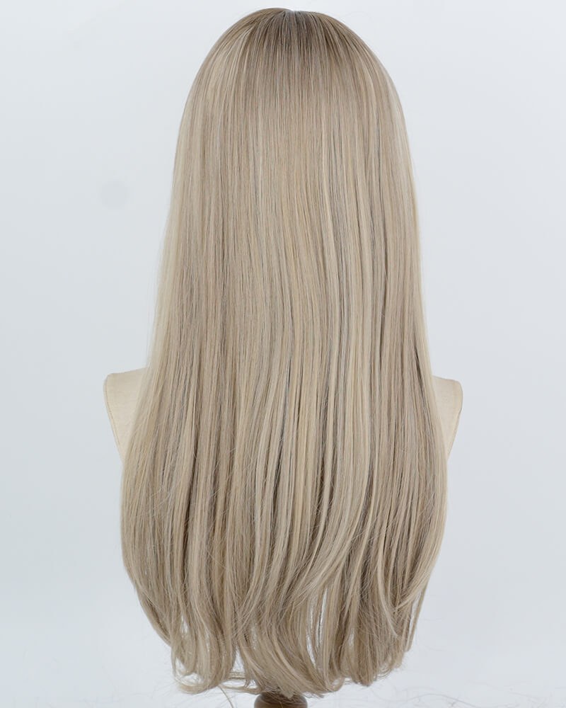 Rooted Beige Blonde Synthetic Wig HW858 — view 4