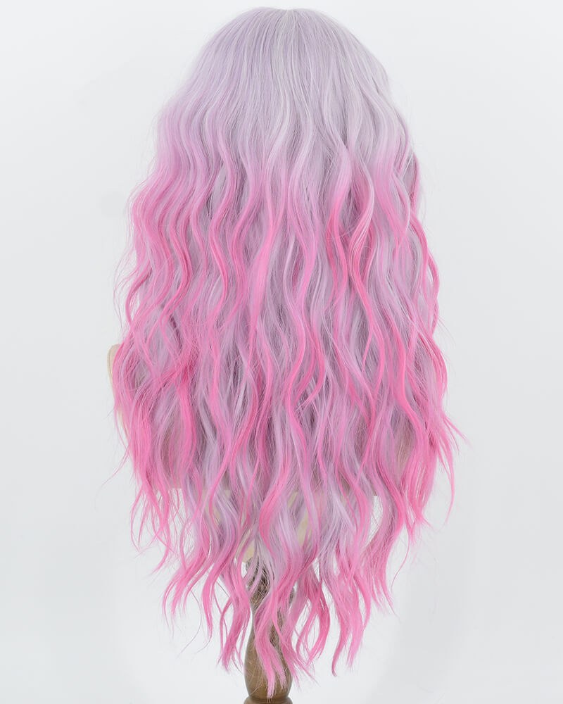 Grey Ombre Purple Curly Synthetic Wig HW875 — view 4