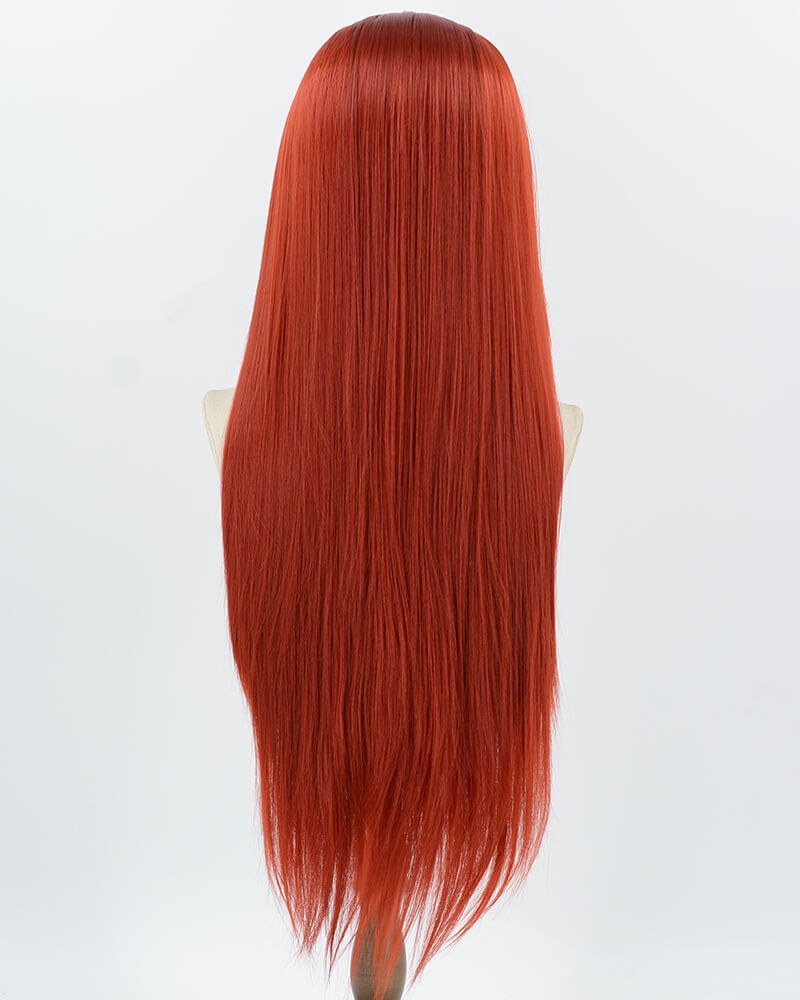 Red Long Straight Synthetic Lace Front Wig WW1043 — view 3