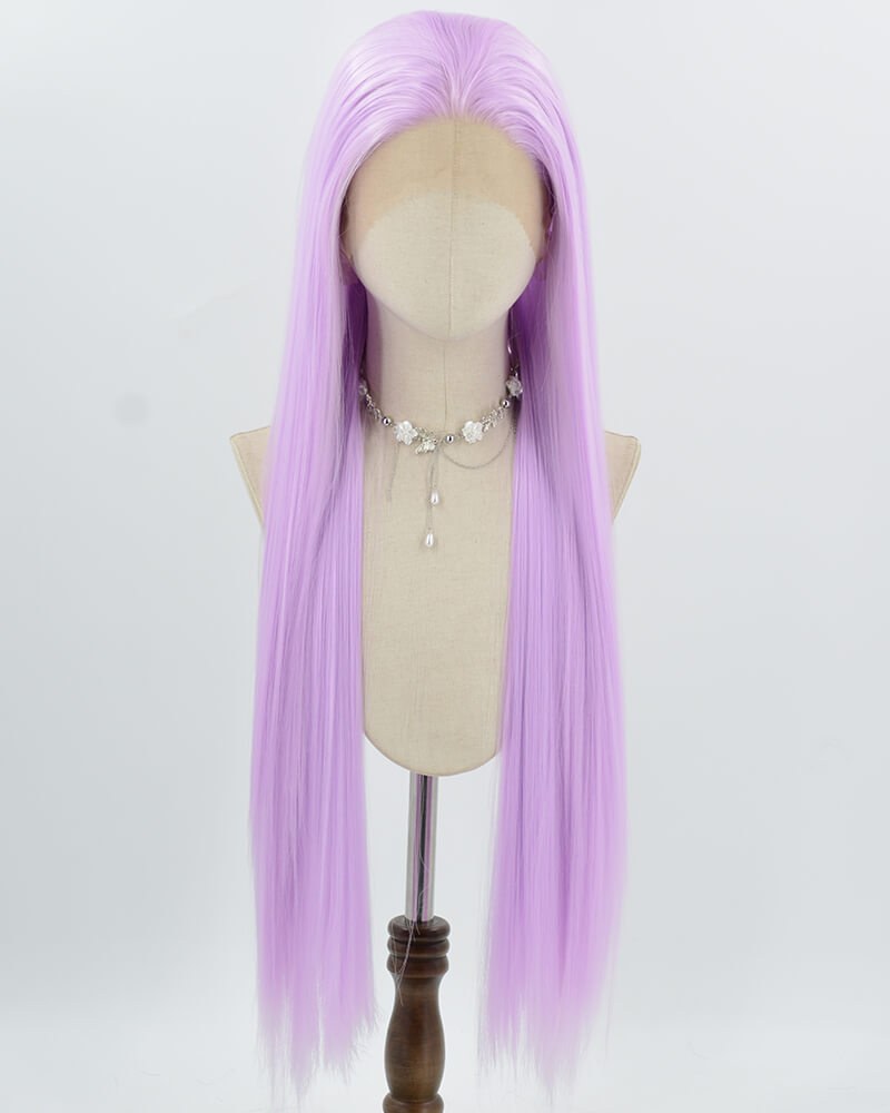 Pastel Purple Long Straight Synthetic Lace Front Wig WW1041 — view 1