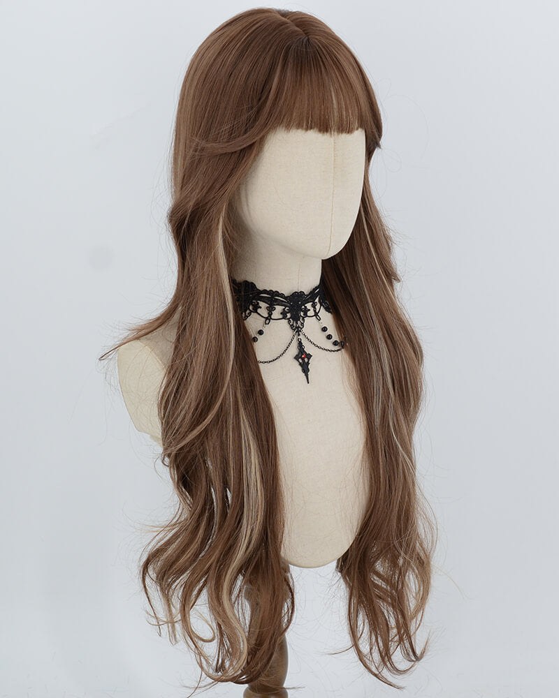 Brown Highlights Blonde Long Wavy Synthetic Wig HW850 — view 2