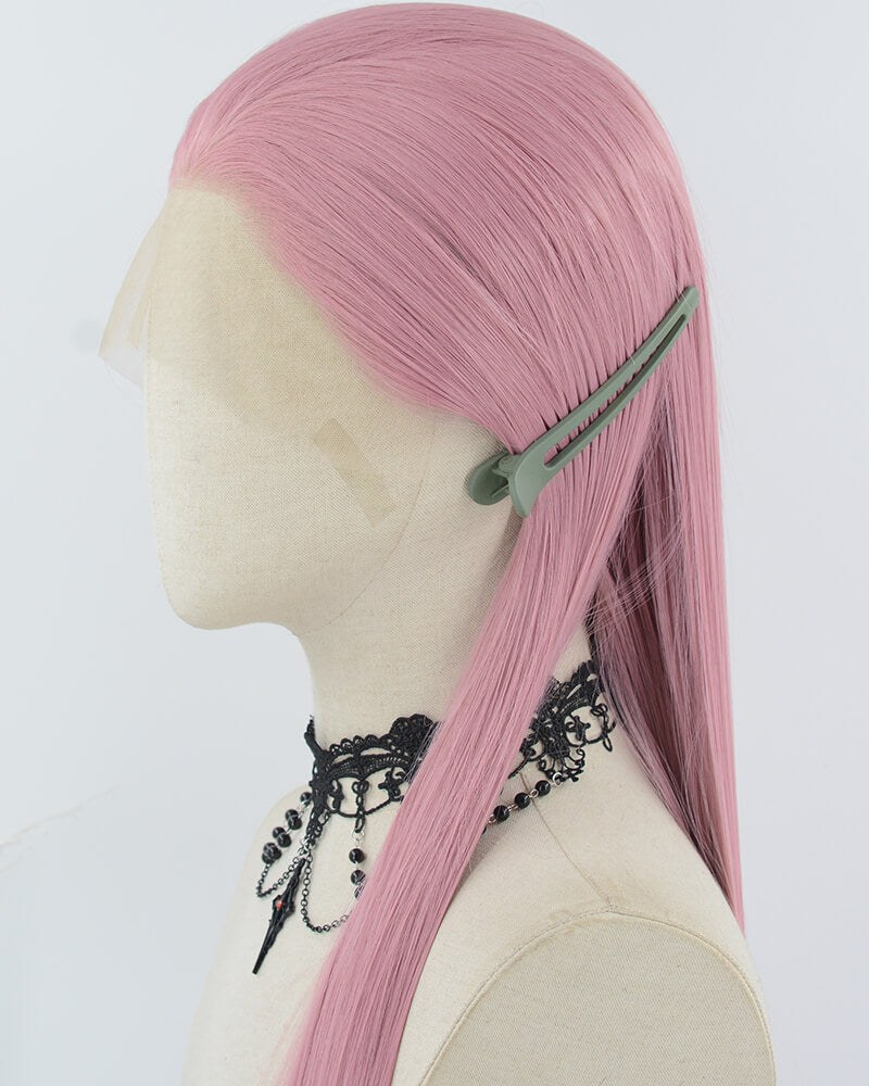 Pink Synthetic Lace Front Wig WW1034 — view 3