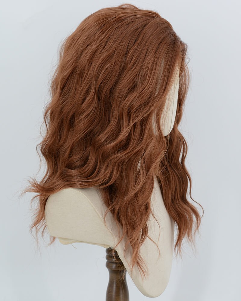 Scarlet Witch Wanda Maximoff Red Brown Curly Synthetic Lace Front Wig WW1081 — view 5