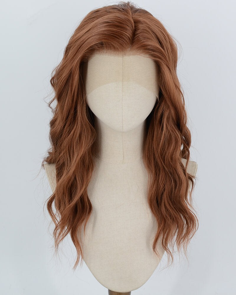 Scarlet Witch Wanda Maximoff Red Brown Curly Synthetic Lace Front Wig WW1081 — view 1