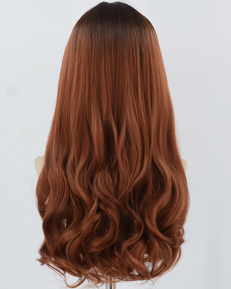 Ombre Dark Copper Red Synthetic Wig HW649 — view 3