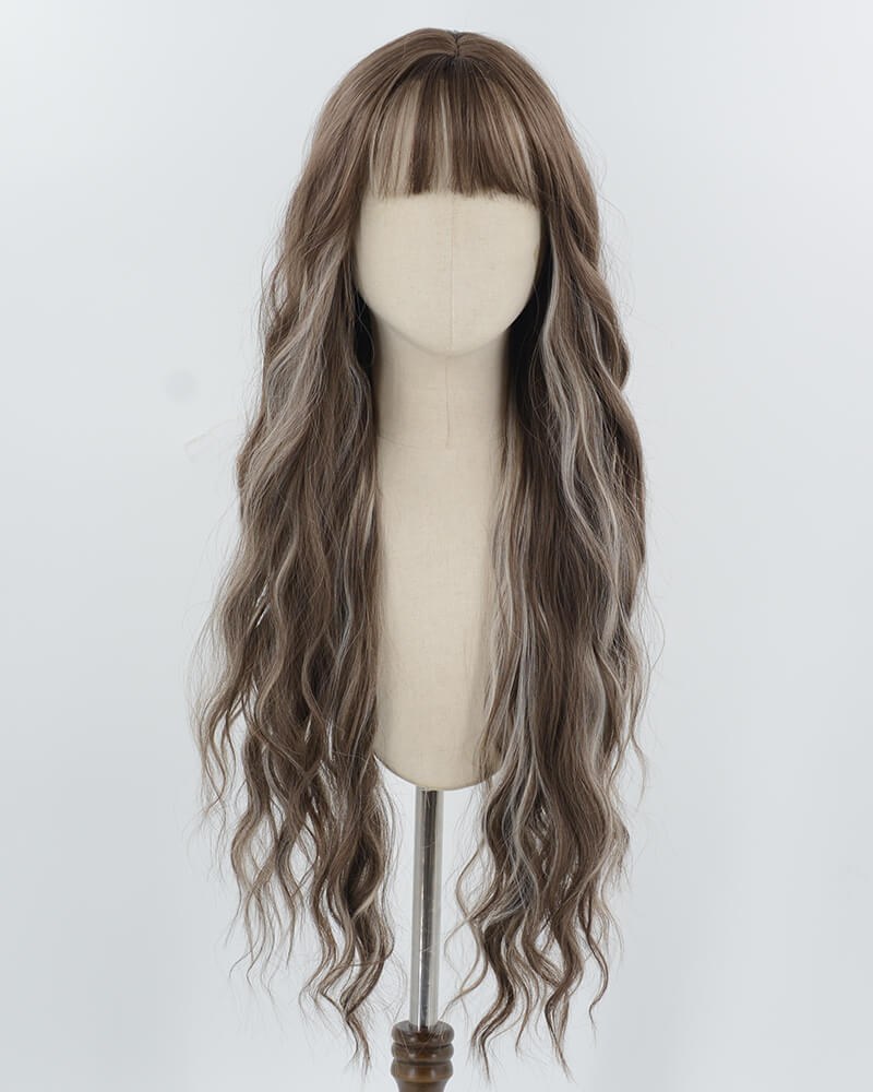 34Inch Long Brown Blonde Curly Synthetic Wig HW732 — view 1