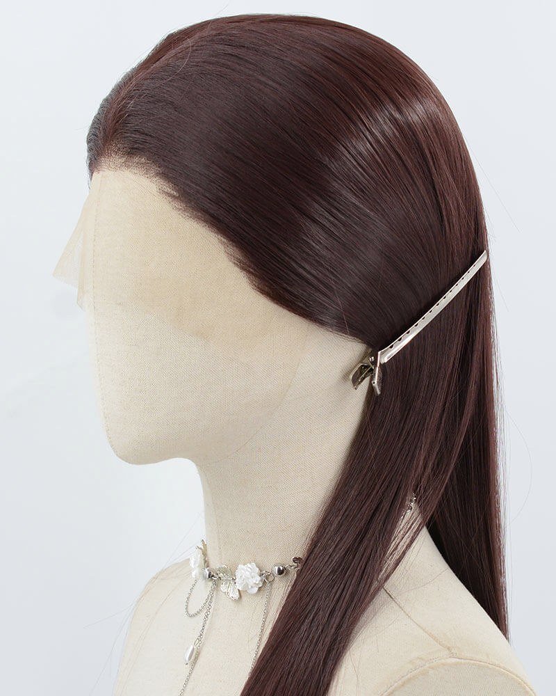 Red Brown Long Straight Synthetic Lace Front Wig WW985 — view 4