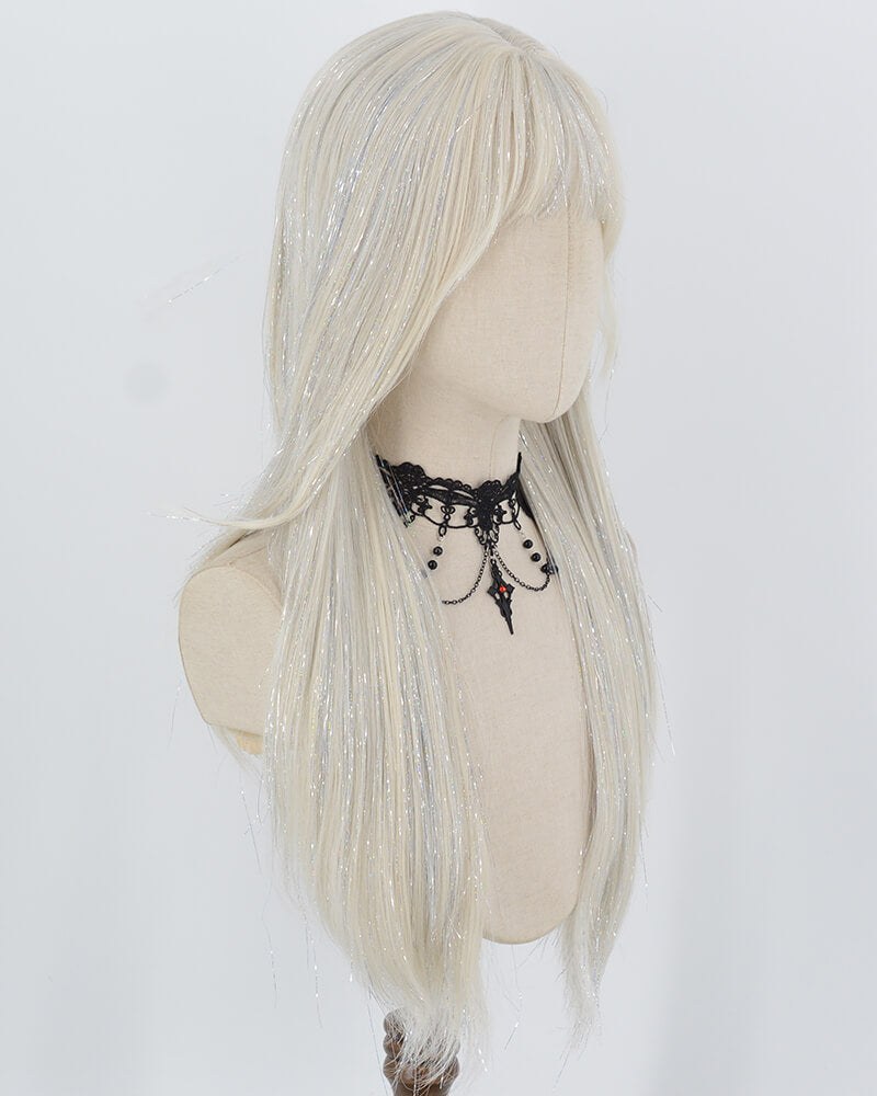 Platinum Blonde Tinsel Synthetic Wig HW848 — view 2