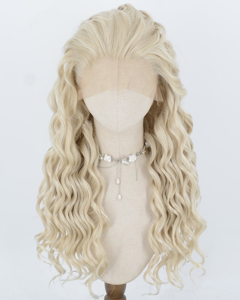 Ash Blonde Curly Synthetic Lace Front Wig WW1080 — view 1
