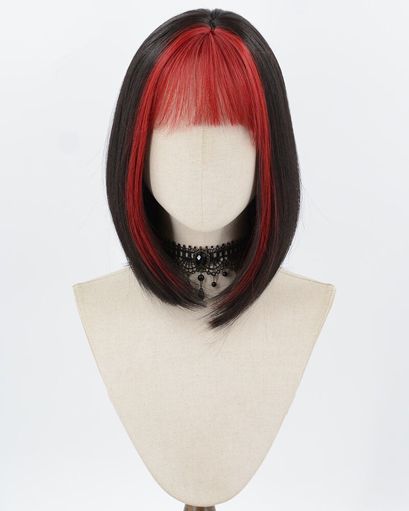 Red Black Short Synthetic Wig HW808 — view 1