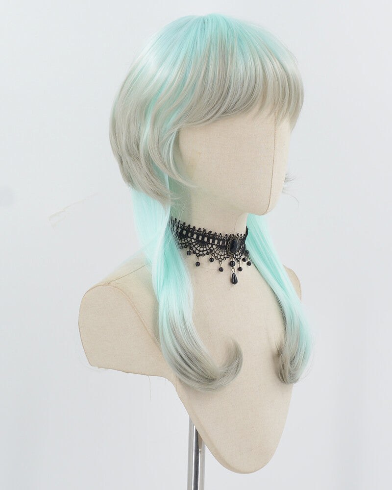 Grey Ombre Light Blue Synthetic Wig HW712 — view 2