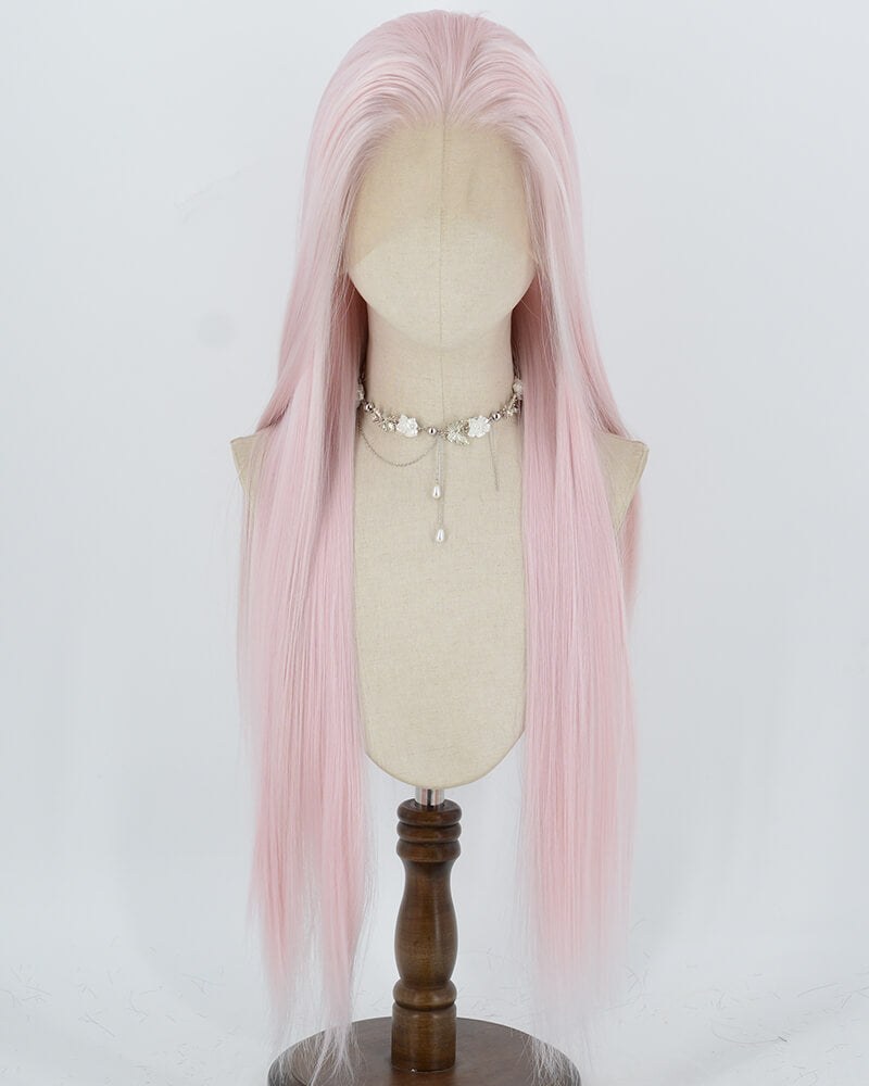Pink Long Straight Synthetic Lace Front Wig WW1078 — view 1