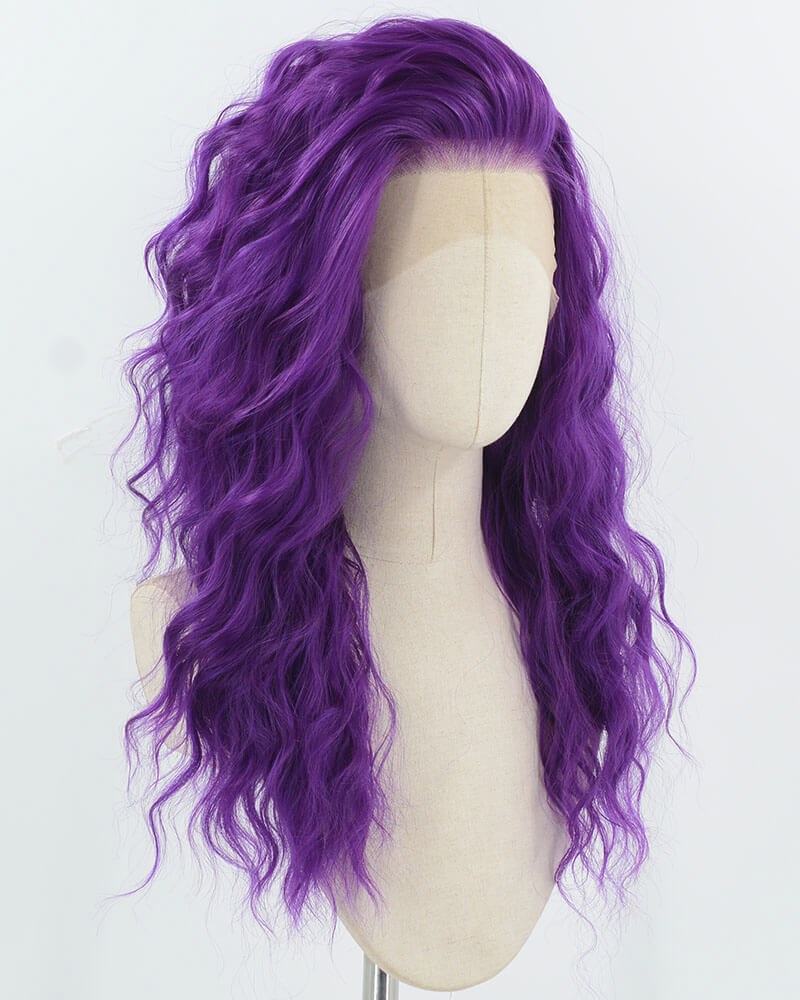 Purple Curly Synthetic Lace Front Wig WW989 — view 2
