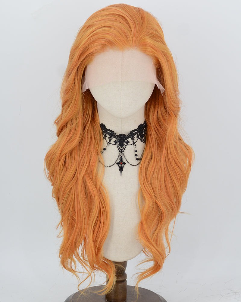 Ginger Orange Long Wavy Synthetic Lace Front Wig WW1086 — view 1