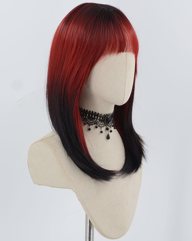 Red Ombre Black Synthetic Wig HW667 — view 2
