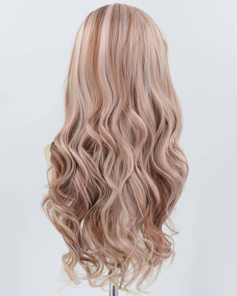 Mixed Pink Brown Synthetic Lace Front Wig WW907 — view 3