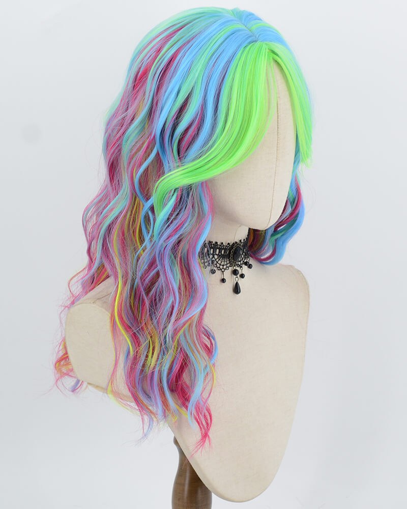 Green Blue Mixed Wavy Synthetic Wig HW828 — view 2