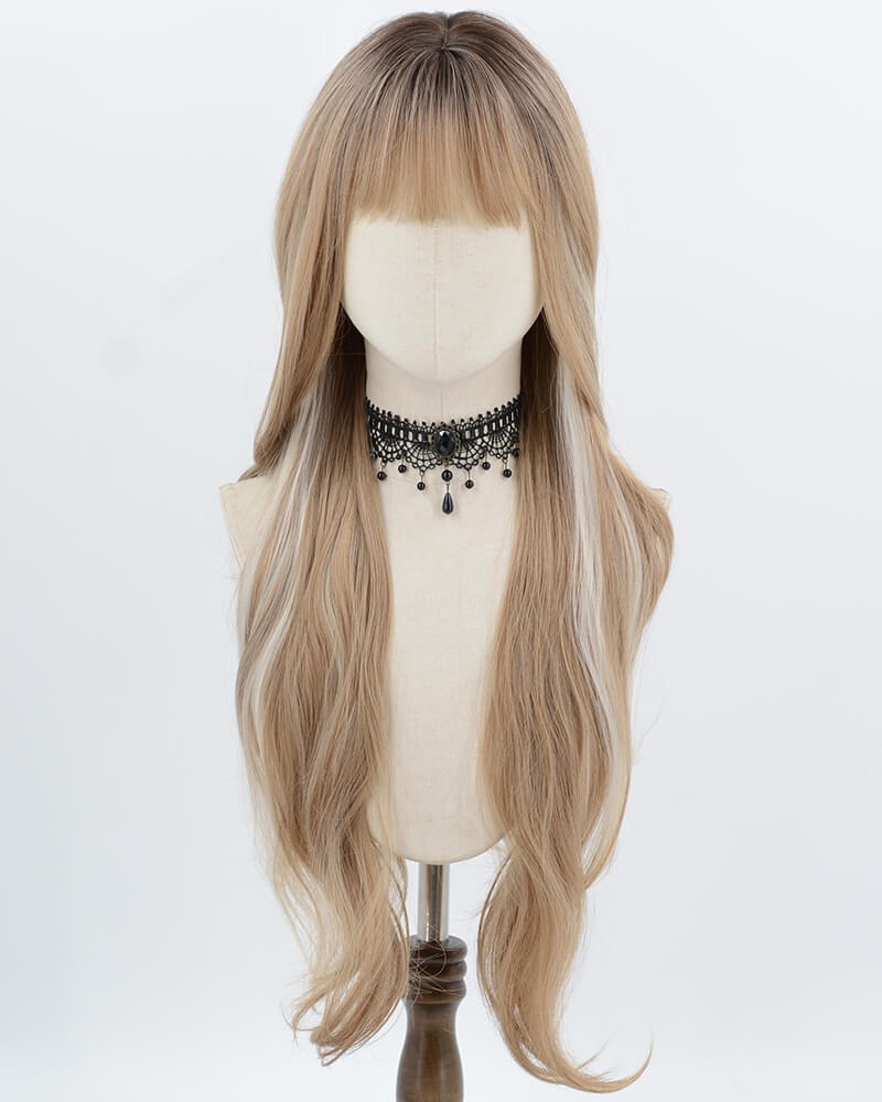 Long Ombre Blonde White Synthetic Wig HW800 — view 1