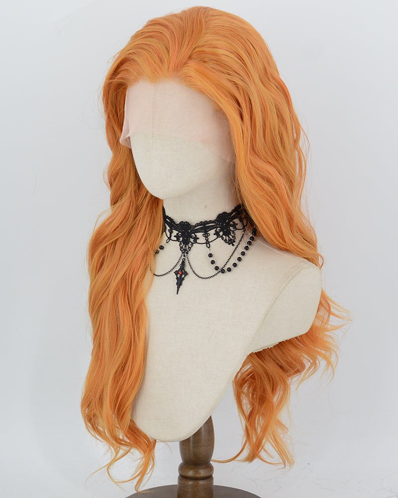 Ginger Orange Long Wavy Synthetic Lace Front Wig WW1086 — view 3