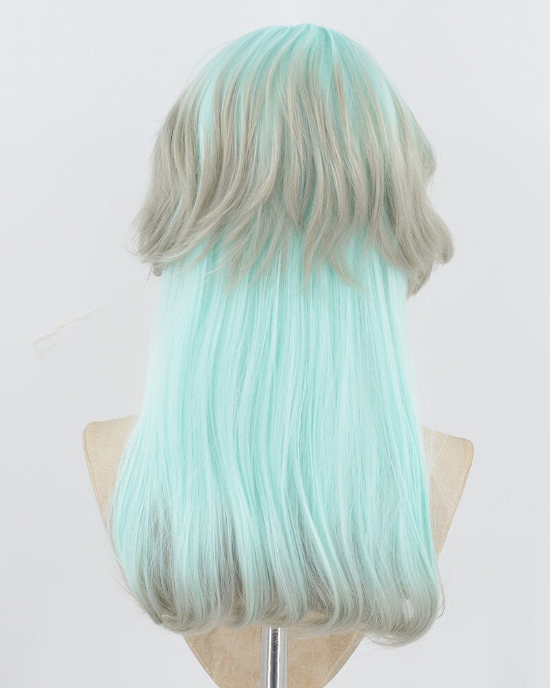 Grey Ombre Light Blue Synthetic Wig HW712 — view 3