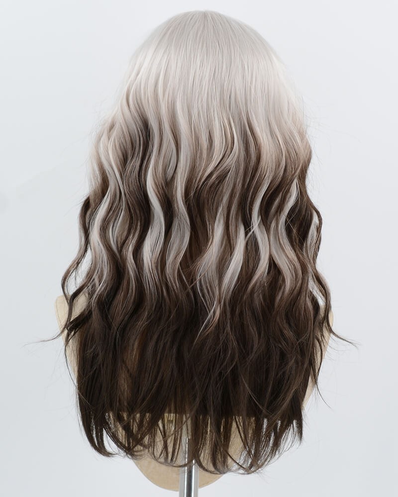 Silver Ombre Brown Black Synthetic Wig HW794 — view 3