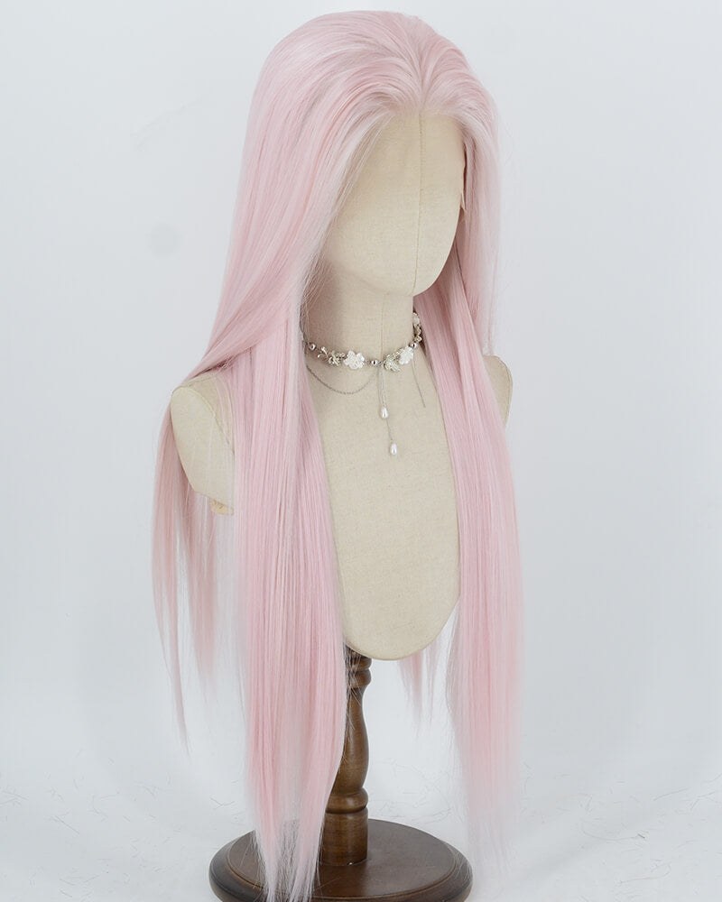 Pink Long Straight Synthetic Lace Front Wig WW1078 — view 2