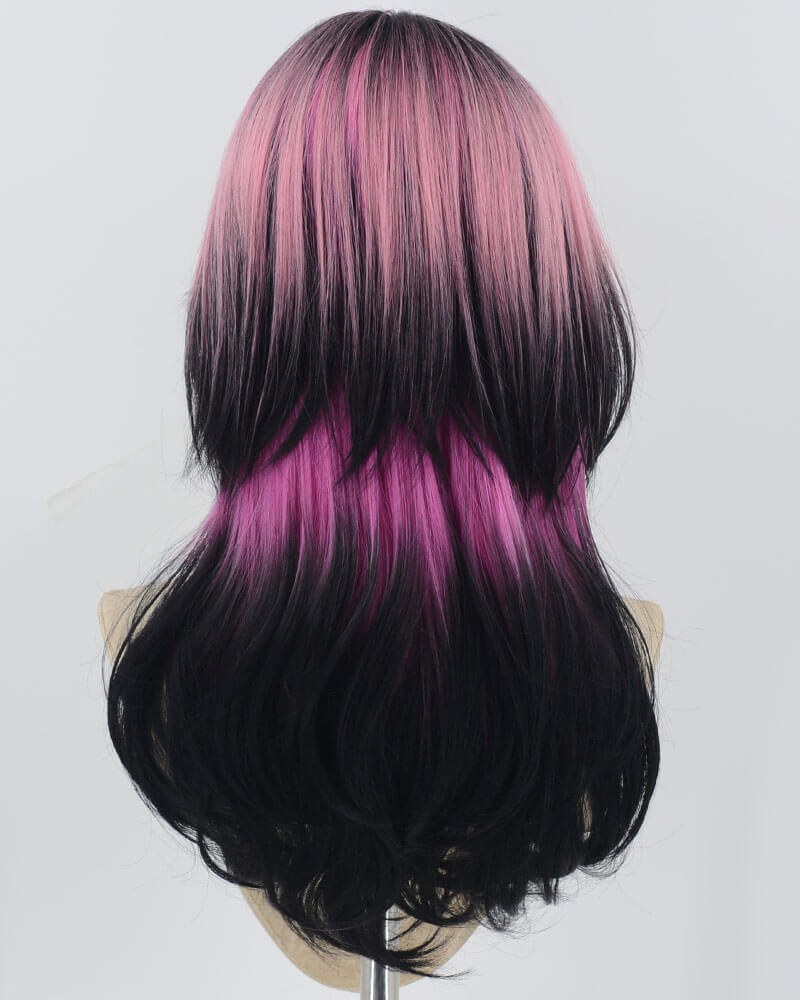 Pink Ombre Black Synthetic Wig HW664 — view 3