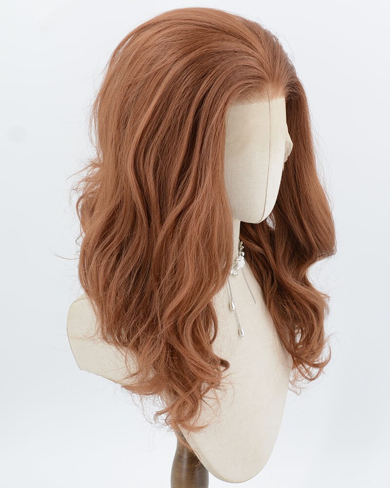Red Brown Yaki Wavy Synthetic Lace Front Wig WW1047 — view 2