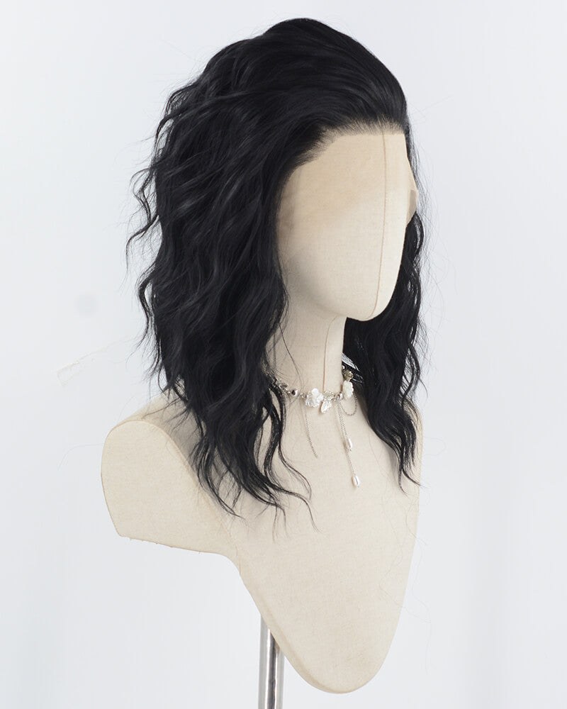 Black Curly Short Synthetic Lace Front Wig WW954 — view 2