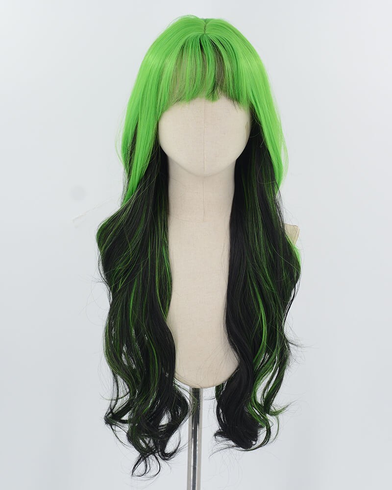 Green Black Long Synthetic Wig HW727 — view 1
