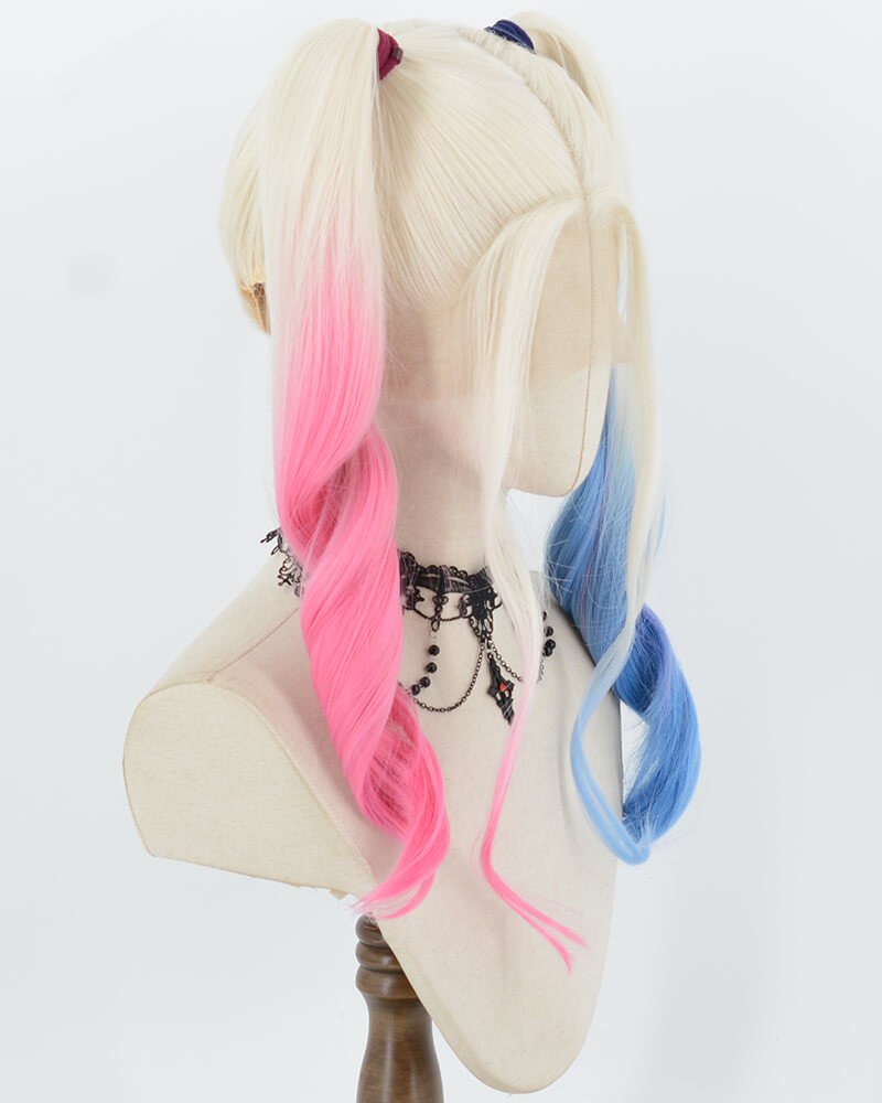 Harley Quinn Pink Blue Synthetic Lace Front Wig WW1084 — view 6