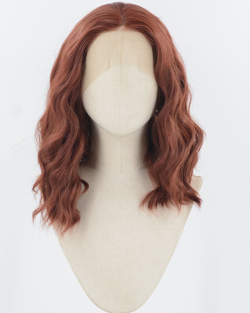 Dark Auburn Red Short Curly Synthetic Lace Front Wig WW913 — view 1