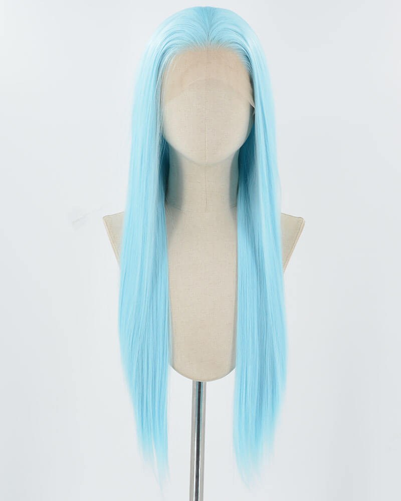 Light Blue Straight Synthetic Lace Front Wig WW1037 — view 1
