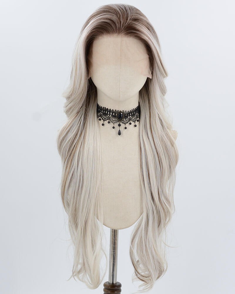 13*6 Brown Ombre Blonde Grey Synthetic Lace Front Wig WW997 — view 1