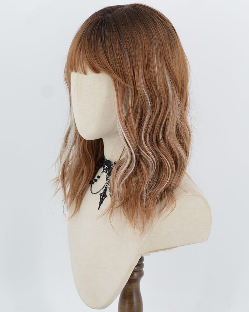 Ombre Brown Highlight Blonde Curly Synthetic Wig HW856 — view 3