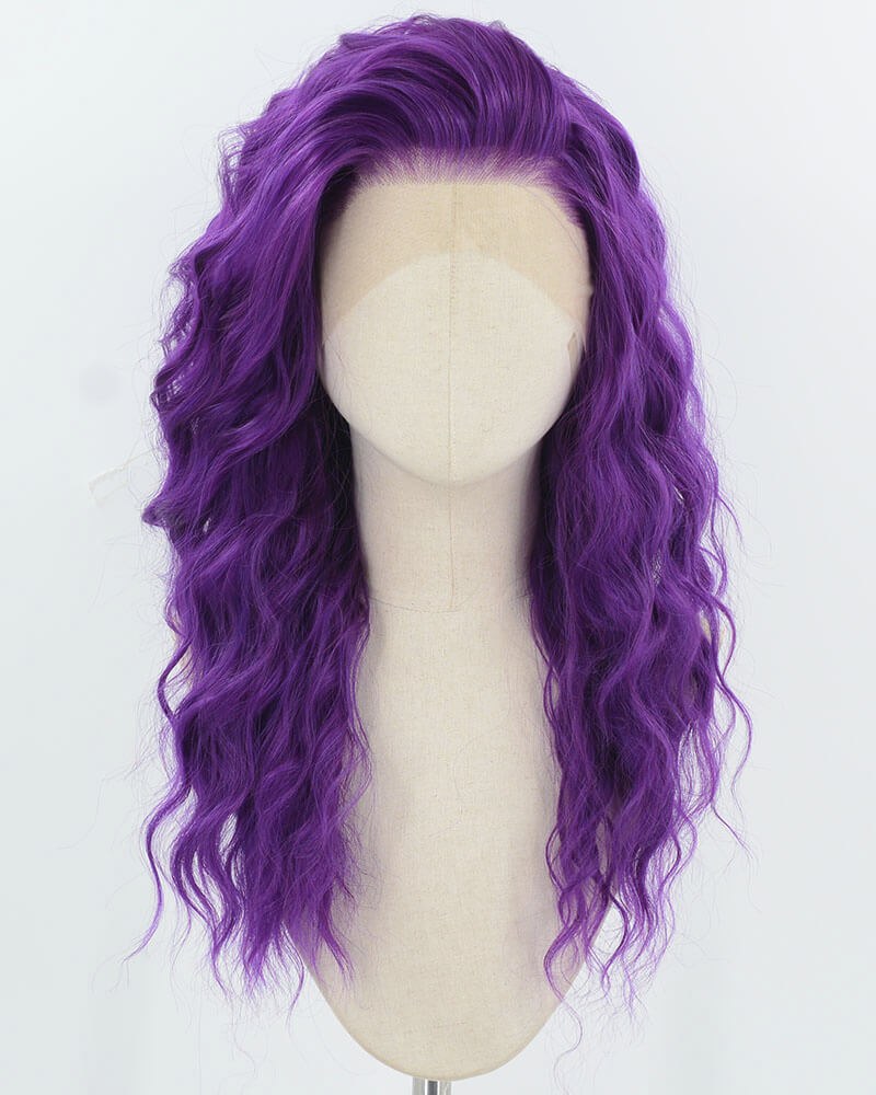 Purple Curly Synthetic Lace Front Wig WW989 — view 1