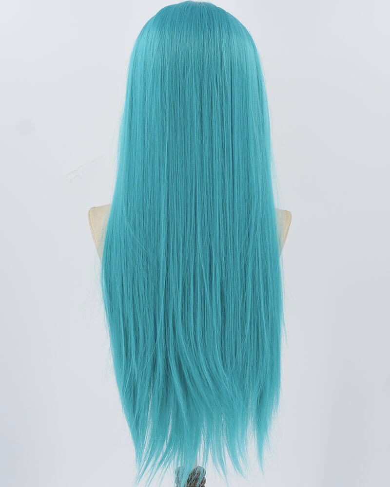 Blue Green Long Straight Synthetic Lace Front Wig WW888 — view 2
