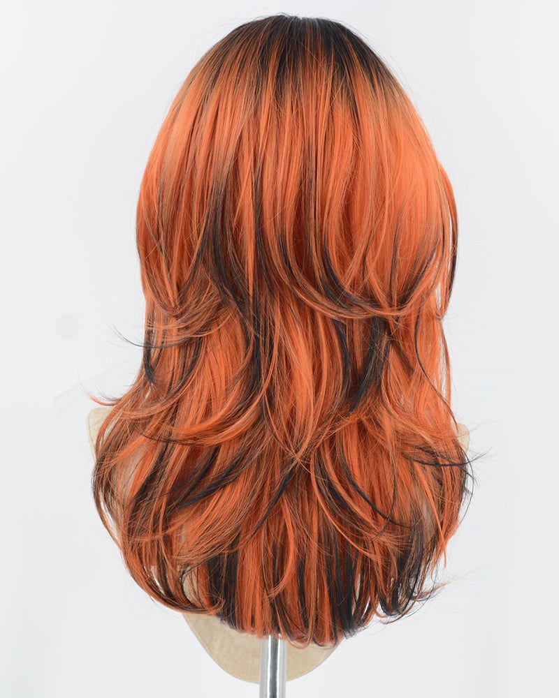 Orange Ombre Black Synthetic Wig HW746 — view 3