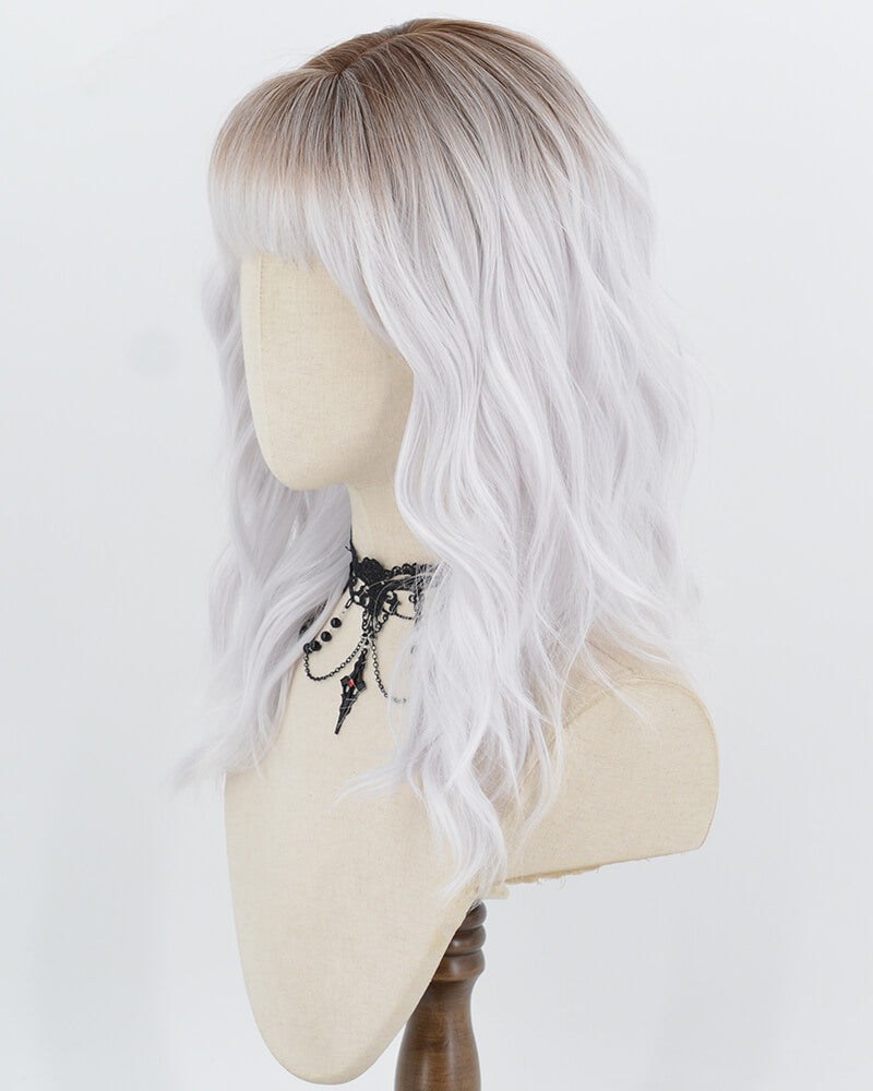 Brown Ombre Silver Curly Synthetic Wig HW859 — view 3