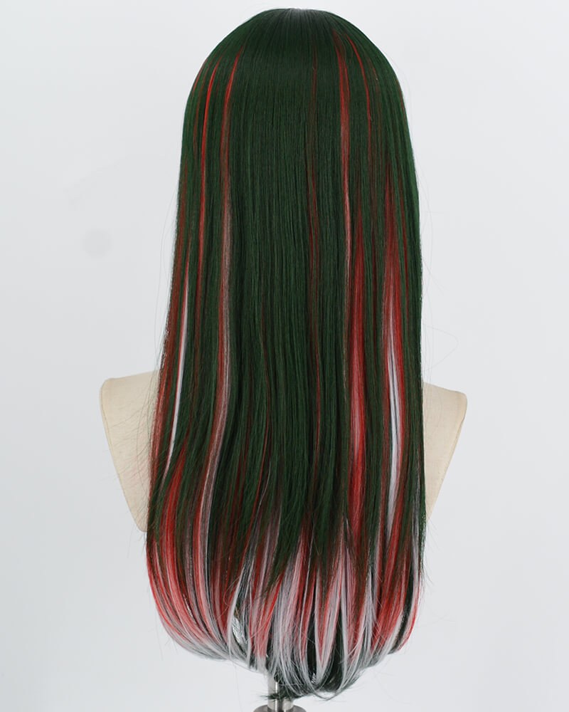 Green White Highlights Red Synthetic Wig HW834 — view 3
