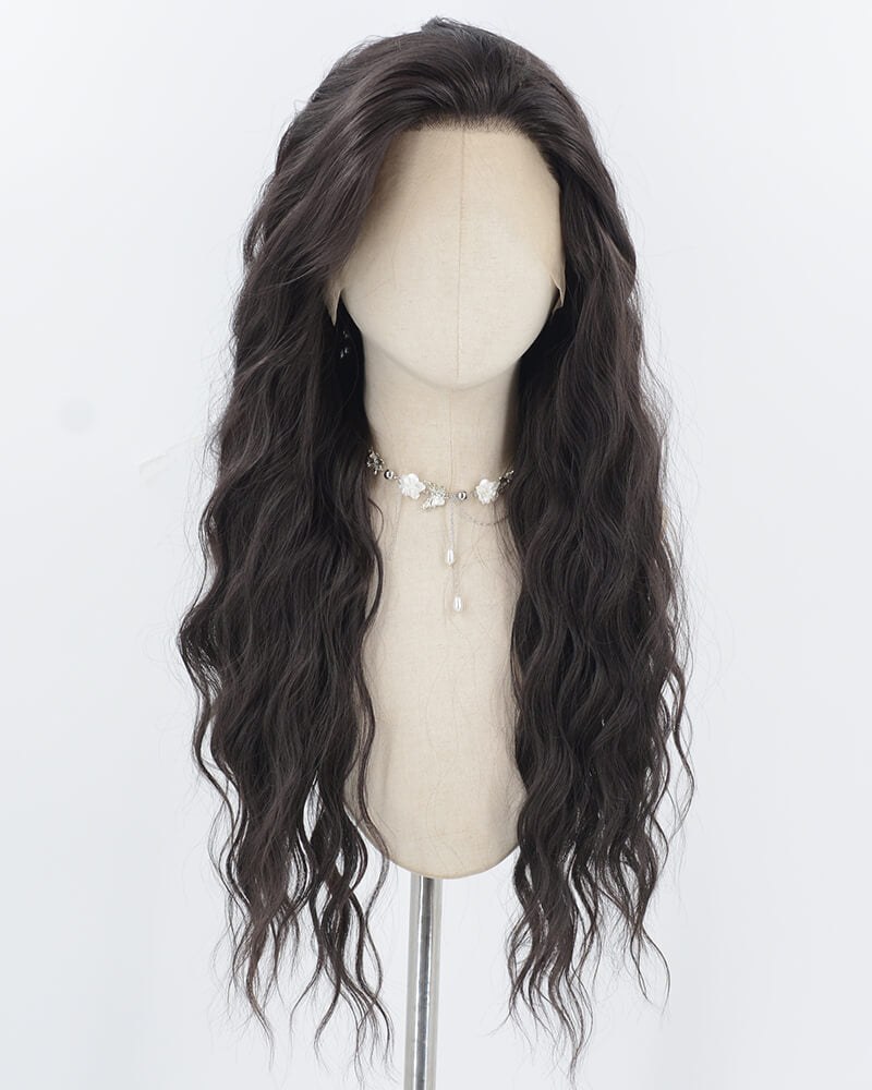 Natural Black Curly Synthetic Lace Front Wig WW953 — view 1