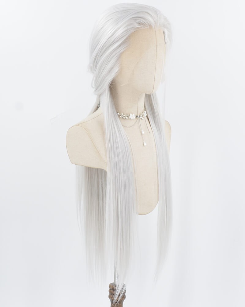 Silver Straight Synthetic Lace Front Men's Wig MW057 — view 2