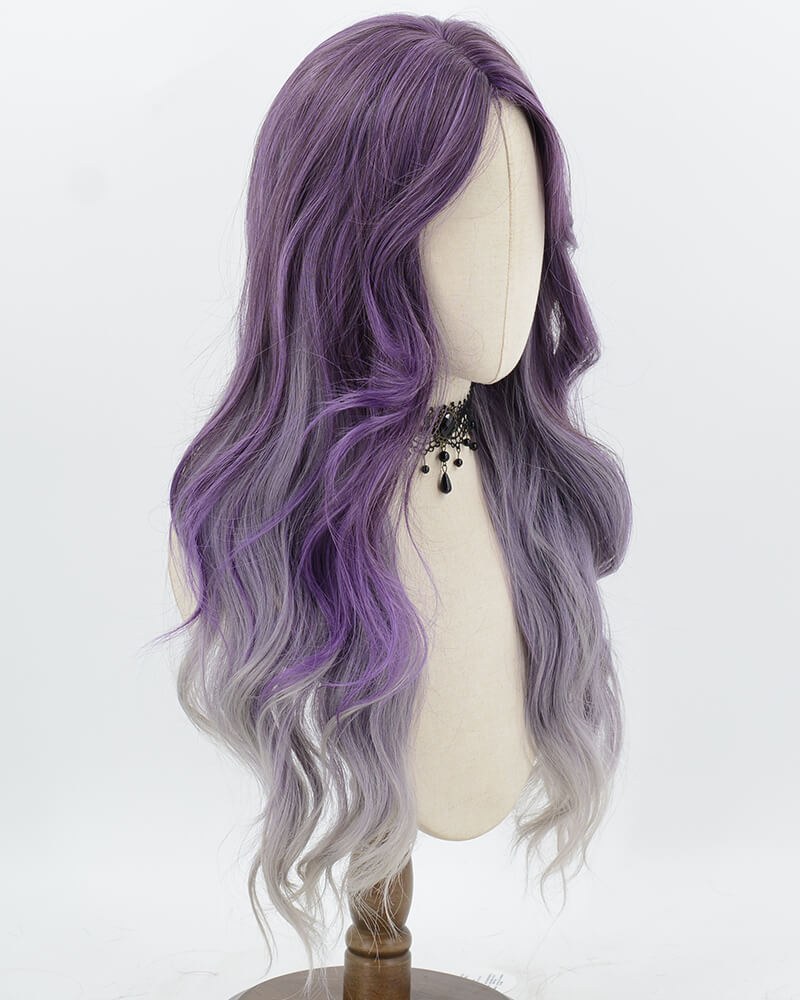 Purple Ombre Grey Synthetic Wig HW816 — view 2