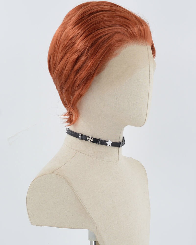 Copper Red Short Synthetic Lace Front Men's Wig MW033 — view 2